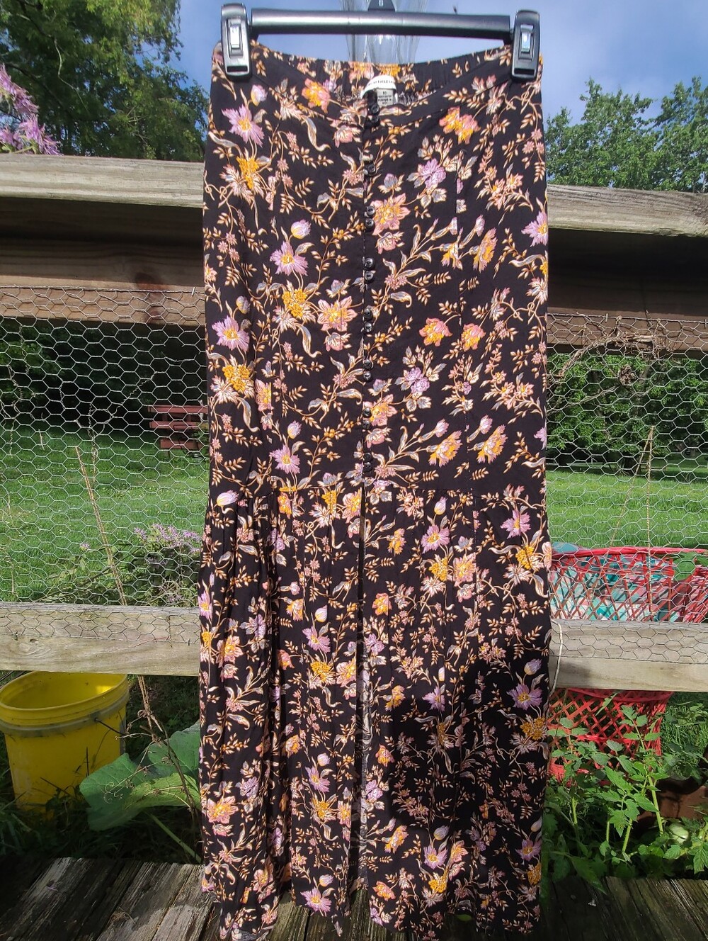 American Eagle floral slit maxi skirt